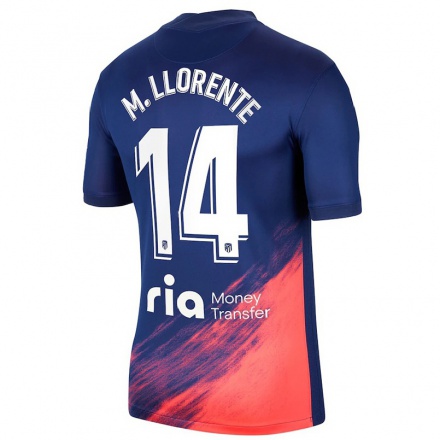 Hombre Fútbol Camiseta Marcos Llorente #14 Azul Oscuro Naranja 2ª Equipación 2021/22 La Camisa Chile
