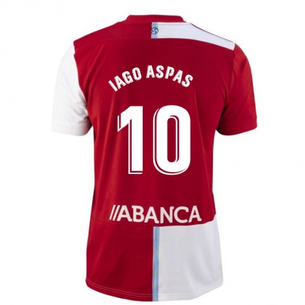 Hombre Fútbol Camiseta Iago Aspas #10 Rojo Blanco 2ª Equipación 2021/22 La Camisa Chile