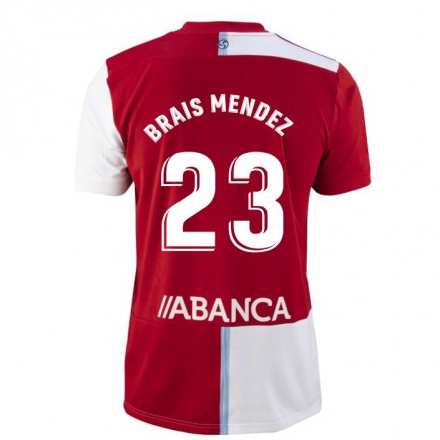 Hombre Fútbol Camiseta Brais Mendez #23 Rojo Blanco 2ª Equipación 2021/22 La Camisa Chile