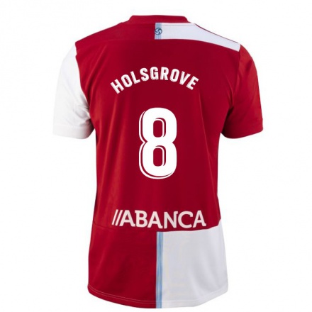 Hombre Fútbol Camiseta Holsgrove #8 Rojo Blanco 2ª Equipación 2021/22 La Camisa Chile