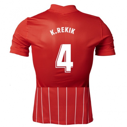 Hombre Fútbol Camiseta Karim Rekik #4 Rojo Oscuro 2ª Equipación 2021/22 La Camisa Chile