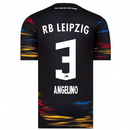 Hombre Fútbol Camiseta Angelino #3 Negro Amarillo 2ª Equipación 2021/22 La Camisa Chile