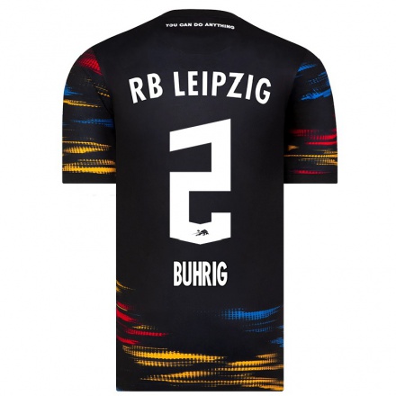Hombre Fútbol Camiseta Ey Buhrig #2 Negro Amarillo 2ª Equipación 2021/22 La Camisa Chile