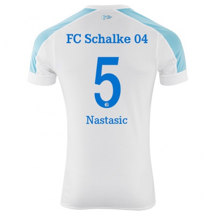 Hombre Fútbol Camiseta Matija Nastasic #5 Blanco Azul 2ª Equipación 2021/22 La Camisa Chile