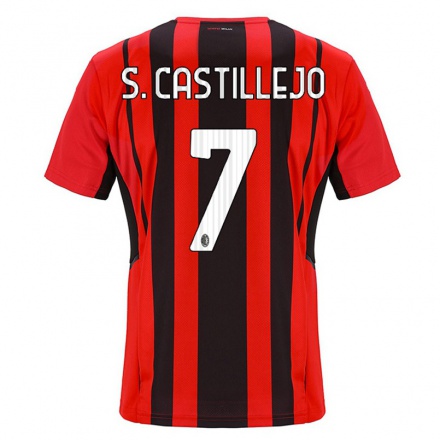 Hombre Fútbol Camiseta Samu Castillejo #7 Negro Rojo 1ª Equipación 2021/22 La Camisa Chile