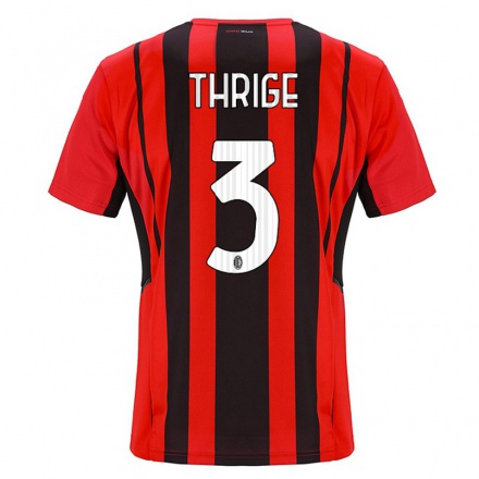 Hombre Fútbol Camiseta Sara Thrige #3 Negro Rojo 1ª Equipación 2021/22 La Camisa Chile