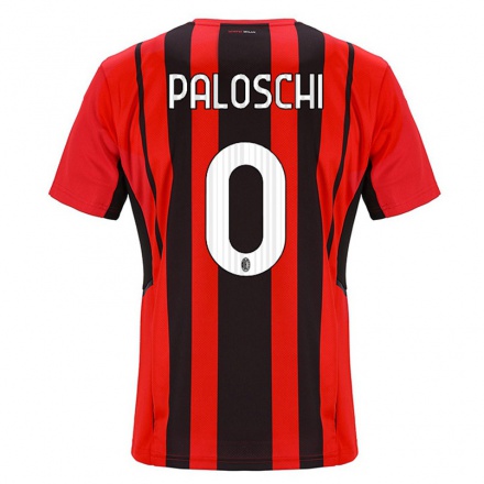 Hombre Fútbol Camiseta Mattia Paloschi #0 Negro Rojo 1ª Equipación 2021/22 La Camisa Chile