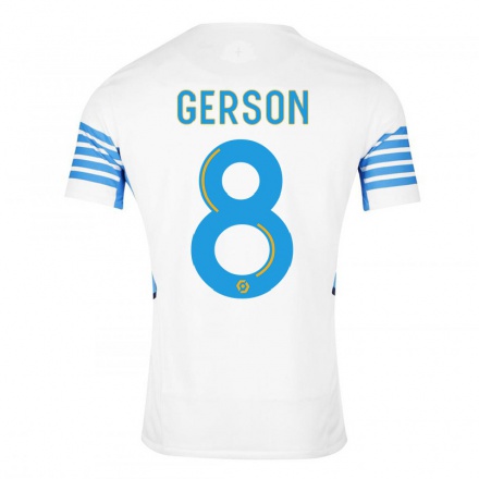 Hombre Fútbol Camiseta Gerson #8 Blanco 1ª Equipación 2021/22 La Camisa Chile
