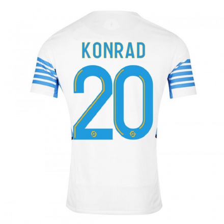 Hombre Fútbol Camiseta Konrad de la Fuente #20 Blanco 1ª Equipación 2021/22 La Camisa Chile