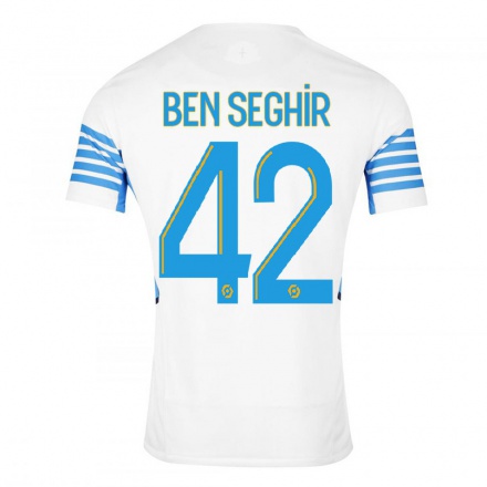 Hombre Fútbol Camiseta Salim Ben Seghir #42 Blanco 1ª Equipación 2021/22 La Camisa Chile