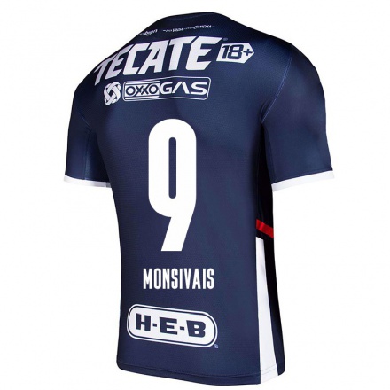 Hombre Fútbol Camiseta Desiree Monsivais #9 Azul Marino 1ª Equipación 2021/22 La Camisa Chile