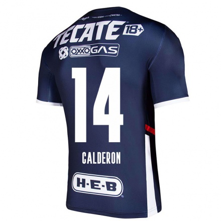 Hombre Fútbol Camiseta Alejandra Calderon #14 Azul Marino 1ª Equipación 2021/22 La Camisa Chile