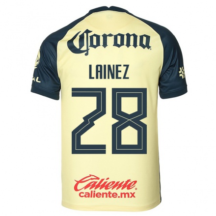 Hombre Fútbol Camiseta Mauro Lainez #28 Amarillo 1ª Equipación 2021/22 La Camisa Chile