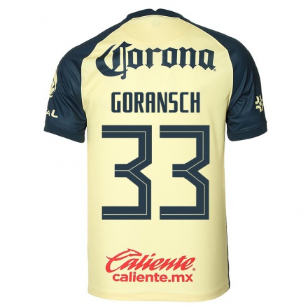 Hombre Fútbol Camiseta Adrian Goransch #33 Amarillo 1ª Equipación 2021/22 La Camisa Chile