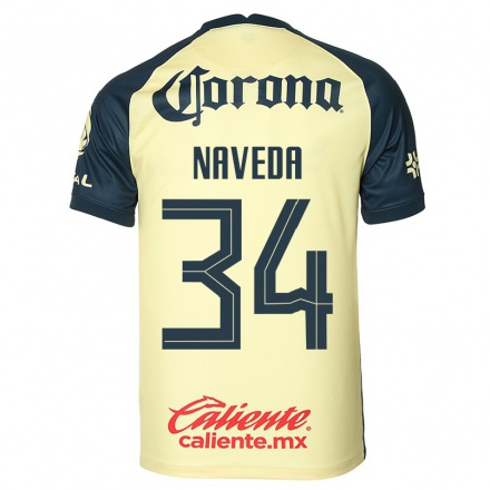 Hombre Fútbol Camiseta Santiago Naveda #34 Amarillo 1ª Equipación 2021/22 La Camisa Chile