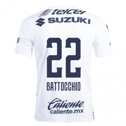 Hombre Fútbol Camiseta Cristian Battocchio #22 Blanco 1ª Equipación 2021/22 La Camisa Chile