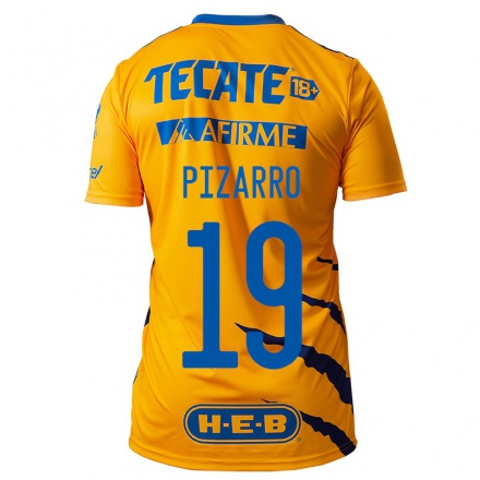 Hombre Fútbol Camiseta Guido Pizarro #19 Amarillo 1ª Equipación 2021/22 La Camisa Chile