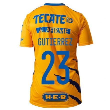 Hombre Fútbol Camiseta Jana Gutierrez #23 Amarillo 1ª Equipación 2021/22 La Camisa Chile
