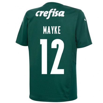 Hombre Fútbol Camiseta Mayke #12 Verde Oscuro 1ª Equipación 2021/22 La Camisa Chile