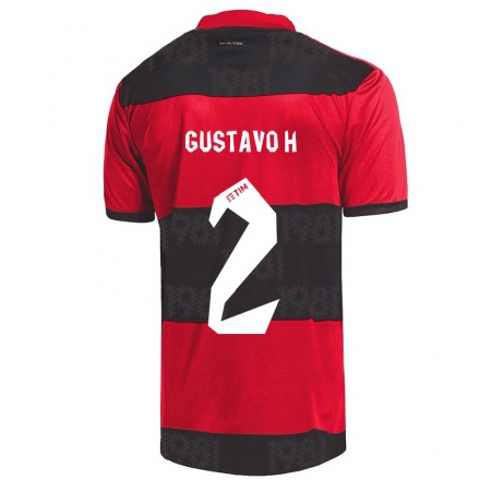 Hombre Fútbol Camiseta Gustavo Henrique #2 Negro Rojo 1ª Equipación 2021/22 La Camisa Chile