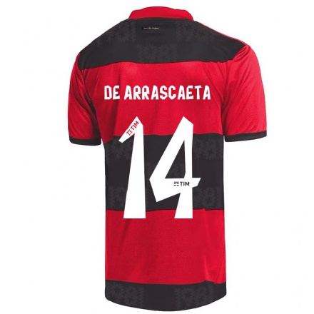 Hombre Fútbol Camiseta Giorgian de Arrascaeta #14 Negro Rojo 1ª Equipación 2021/22 La Camisa Chile