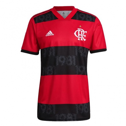 Hombre Fútbol Camiseta Hugo Moura #17 Negro Rojo 1ª Equipación 2021/22 La Camisa Chile