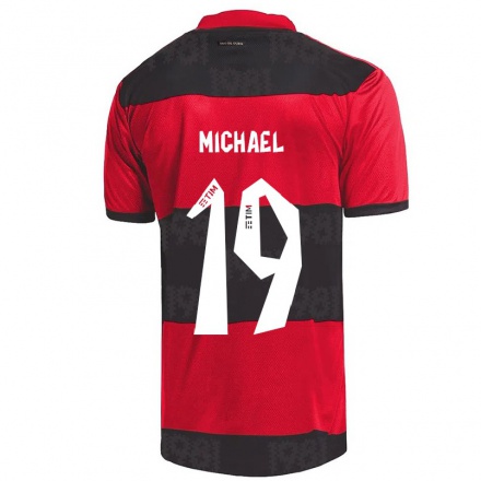Hombre Fútbol Camiseta Michael #19 Negro Rojo 1ª Equipación 2021/22 La Camisa Chile