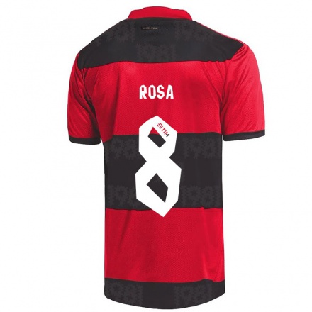 Hombre Fútbol Camiseta Bruna Rosa #8 Negro Rojo 1ª Equipación 2021/22 La Camisa Chile