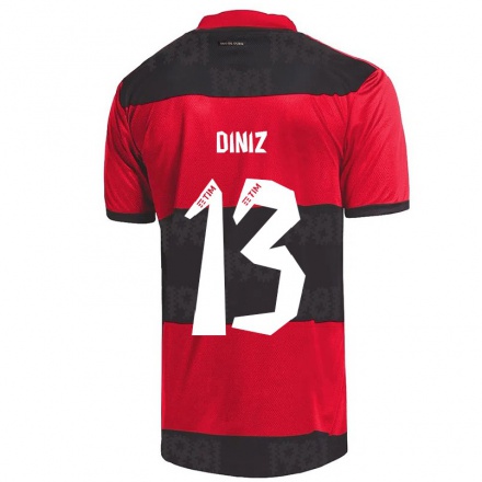 Hombre Fútbol Camiseta Renata Diniz #13 Negro Rojo 1ª Equipación 2021/22 La Camisa Chile