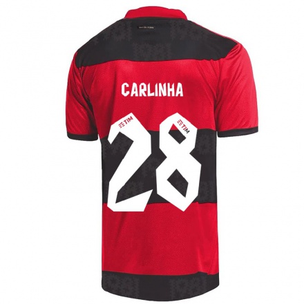 Hombre Fútbol Camiseta Carlinha #28 Negro Rojo 1ª Equipación 2021/22 La Camisa Chile