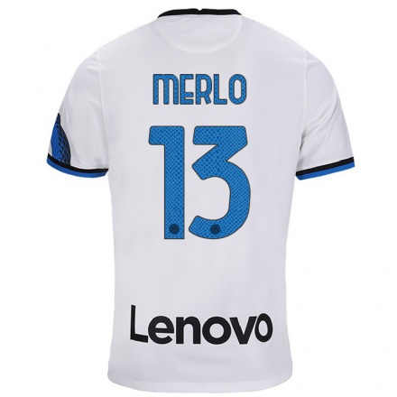 Hombre Fútbol Camiseta Beatrice Merlo #13 Blanco Azul 2ª Equipación 2021/22 La Camisa Chile