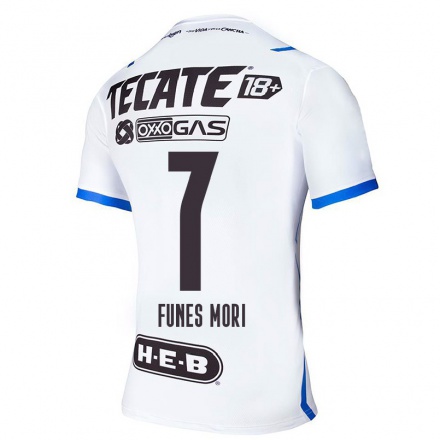 Hombre Fútbol Camiseta Rogelio Funes Mori #7 Azul Blanco 2ª Equipación 2021/22 La Camisa Chile