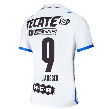 Hombre Fútbol Camiseta Vincent Janssen #9 Azul Blanco 2ª Equipación 2021/22 La Camisa Chile