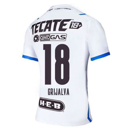 Hombre Fútbol Camiseta Axel Grijalva #18 Azul Blanco 2ª Equipación 2021/22 La Camisa Chile