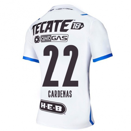 Hombre Fútbol Camiseta Luis Cardenas #22 Azul Blanco 2ª Equipación 2021/22 La Camisa Chile