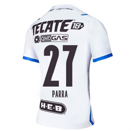 Hombre Fútbol Camiseta Daniel Parra #27 Azul Blanco 2ª Equipación 2021/22 La Camisa Chile