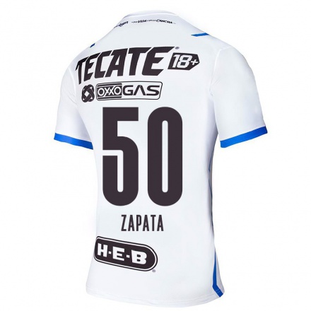Hombre Fútbol Camiseta Angel Zapata #50 Azul Blanco 2ª Equipación 2021/22 La Camisa Chile