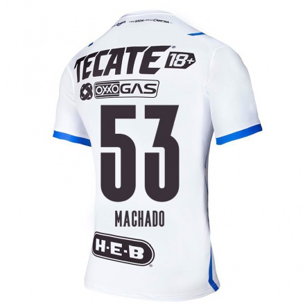 Hombre Fútbol Camiseta Juan Machado #53 Azul Blanco 2ª Equipación 2021/22 La Camisa Chile