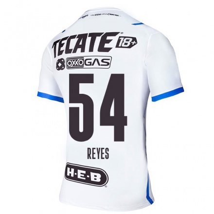 Hombre Fútbol Camiseta Jacobo Reyes #54 Azul Blanco 2ª Equipación 2021/22 La Camisa Chile