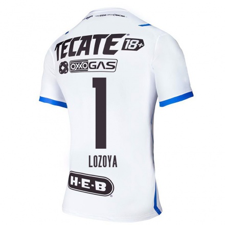 Hombre Fútbol Camiseta Claudia Lozoya #1 Azul Blanco 2ª Equipación 2021/22 La Camisa Chile