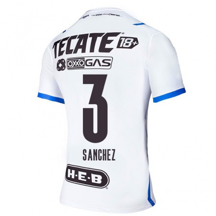 Hombre Fútbol Camiseta Andrea Sanchez #3 Azul Blanco 2ª Equipación 2021/22 La Camisa Chile