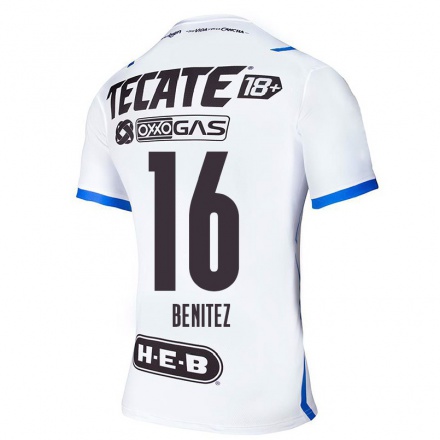 Hombre Fútbol Camiseta Xanic Benitez #16 Azul Blanco 2ª Equipación 2021/22 La Camisa Chile
