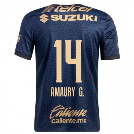 Hombre Fútbol Camiseta Amaury Garcia #14 Azul Marino 2ª Equipación 2021/22 La Camisa Chile