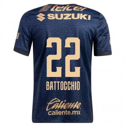 Hombre Fútbol Camiseta Cristian Battocchio #22 Azul Marino 2ª Equipación 2021/22 La Camisa Chile