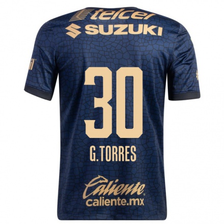 Hombre Fútbol Camiseta Gabriel Torres #30 Azul Marino 2ª Equipación 2021/22 La Camisa Chile