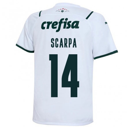 Hombre Fútbol Camiseta Gustavo Scarpa #14 Blanco 2ª Equipación 2021/22 La Camisa Chile