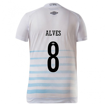 Hombre Fútbol Camiseta Fernanda Berti Alves #8 Blanco Azul 2ª Equipación 2021/22 La Camisa Chile