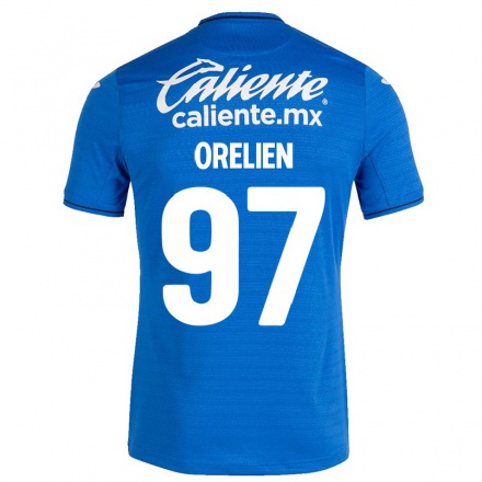 Hombre Fútbol Camiseta Angel Orelien #97 Azul Oscuro 1ª Equipación 2021/22 La Camisa Chile