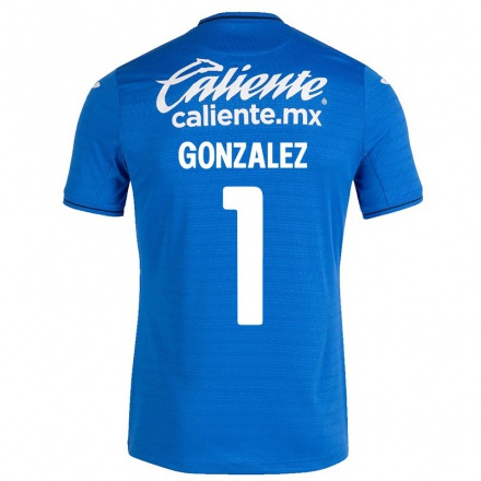 Hombre Fútbol Camiseta Itzayana Gonzalez #1 Azul Oscuro 1ª Equipación 2021/22 La Camisa Chile