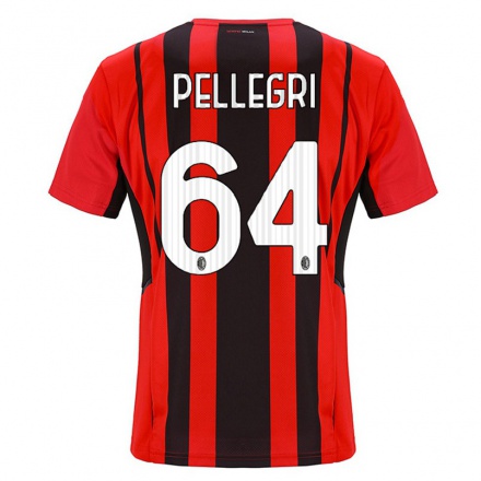 Hombre Fútbol Camiseta Pietro Pellegri #64 Negro Rojo 1ª Equipación 2021/22 La Camisa Chile